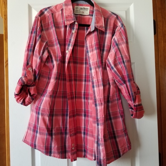 Salmon colored plaid shirt - Picture 1 of 1